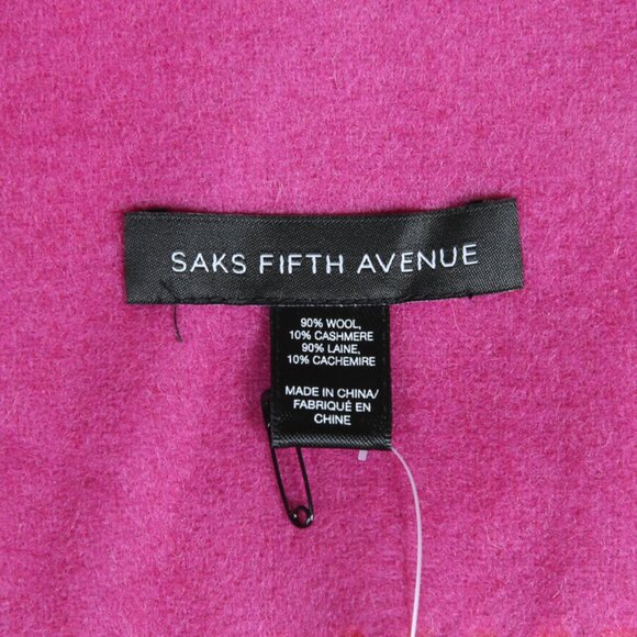 SAKS FIFTH AVENUE Fringed Cashmere/Wool Blend Wrap Around Scarf - Picture 5 of 7
